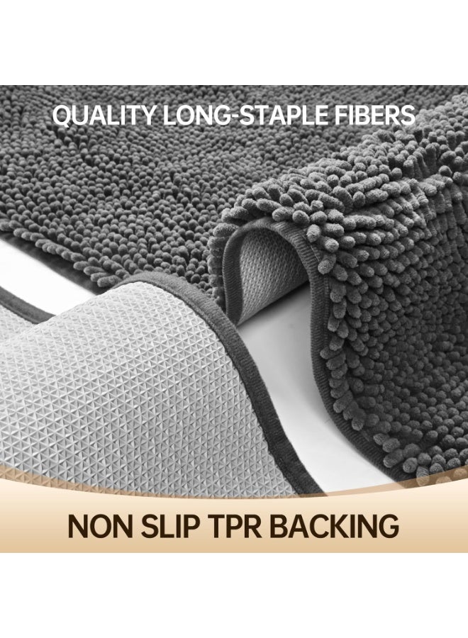 SRLIWHITE Bathroom Rug Mat, Extra Thick Soft Chenille Bath Mat, Quick-Dry Absorbent, Non-Slip Rubber Backing, Machine Washable for Bathroom, Shower or Tub Floor (50×80cm) - Image 4